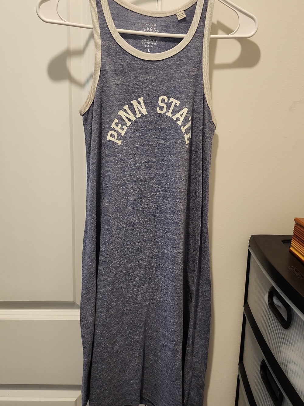 League Heather Blue Crewneck with Cream Trim